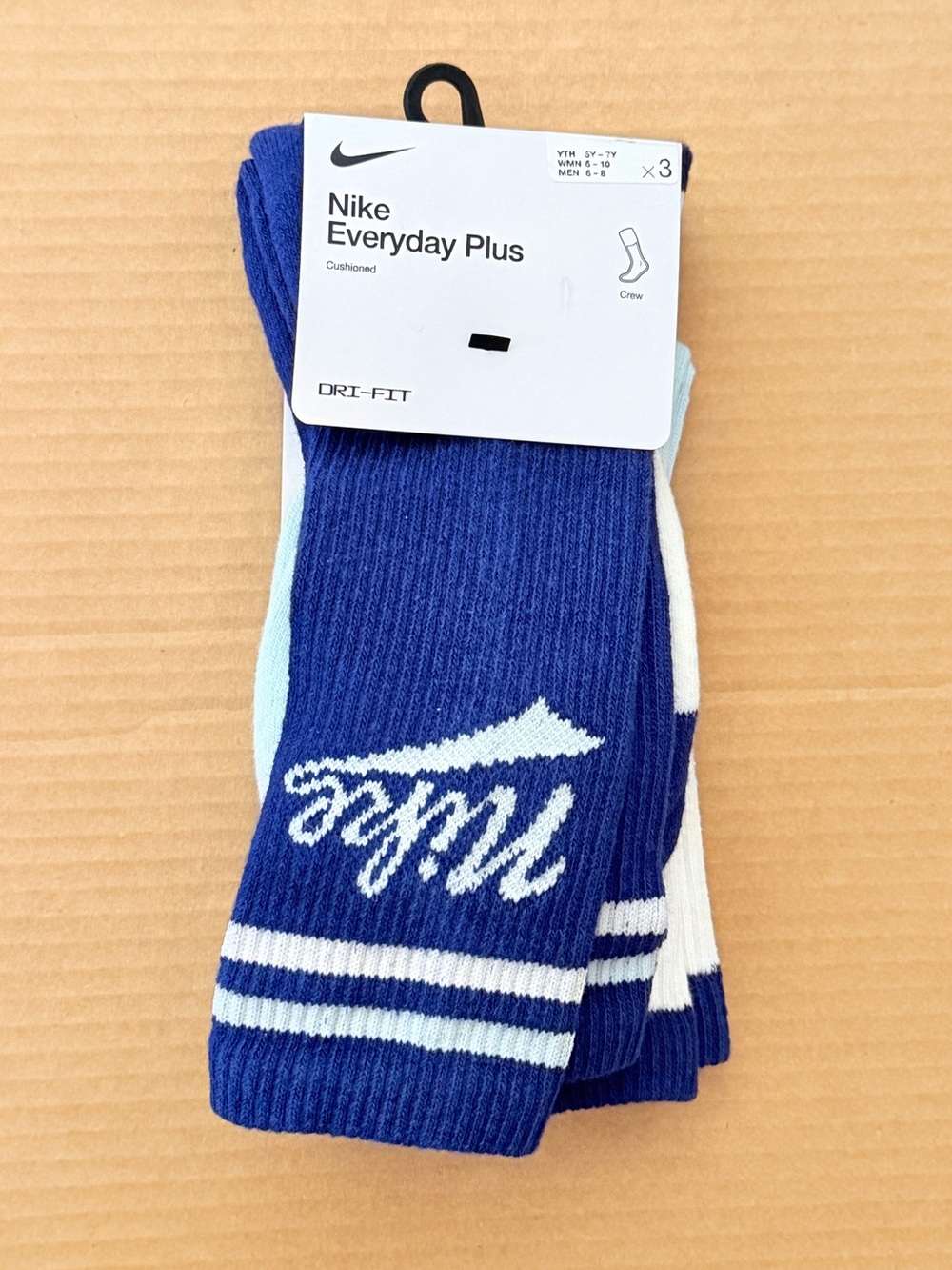Nike Everyday Plus Dri-Fit Cushion Crew Socks 3 Pair- Medium | Void Sail Glacier